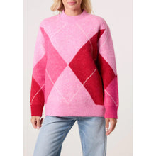 Load image into Gallery viewer, Pink &amp; Red Soft Knit Large Diamond Jumper
