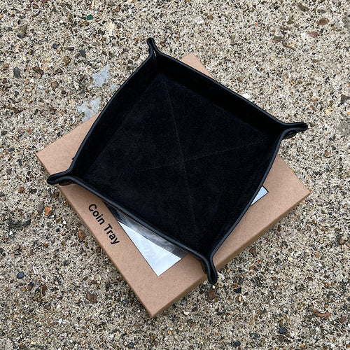 Black Leather Coin/Tidy Tray (boxed)