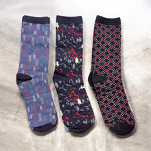 Load image into Gallery viewer, Gent's Alpine &amp; Check 3-Pair Socks Gift Set
