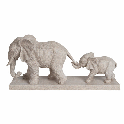 Stone Effect Elephant Family Ornament