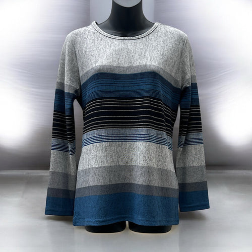 Super Soft Ocean Horizon Gradient Stripe Knit Top