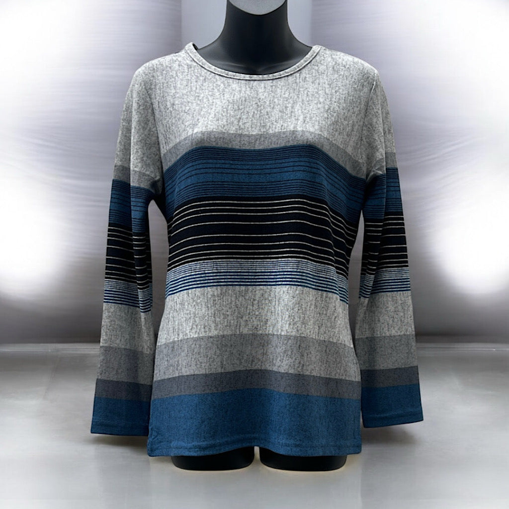 Super Soft Ocean Horizon Gradient Stripe Knit Top