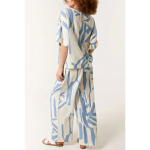 Denim Abstract Print Top & Trouser Set (back)