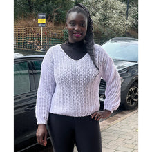Load image into Gallery viewer, Soft Lilac Pastel Balloon Sleeve Chunky Knit Jumper
