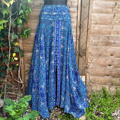 Royal Blue & Cobalt Silk Feel Paisley Printed Culottes