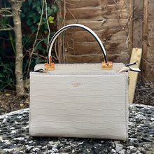 Load image into Gallery viewer, Ivory &quot;Aria&quot; Italian Leather Croc Grab Bag (front)
