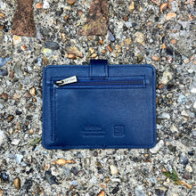 Load image into Gallery viewer, Navy Roma Luxe Italian Leather Card &amp; Coin Holder (back)
