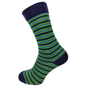 Men's Luxurious Bamboo Socks | Blue & Green Strip