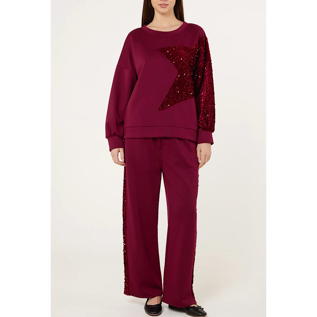 Berry Sequin Star Lounge Set
