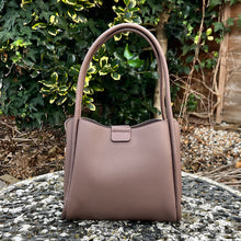 Load image into Gallery viewer, Bitter Chocolate Structured Tote Bag (back)
