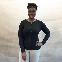 Load image into Gallery viewer, Black Essential Button Front Fine Knit Cardigan
