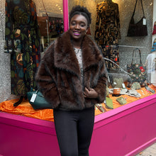 Load image into Gallery viewer, Black Reversible Faux Fur &amp; Faux Leather Jacket (faux fur)
