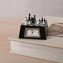 Load image into Gallery viewer, Black &amp; White Mini Chess Set Desk Clock
