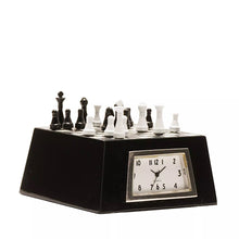 Load image into Gallery viewer, Black &amp; White Mini Chess Set Desk Clock (side)
