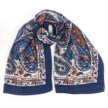 Load image into Gallery viewer, Blue Garden Paisley Print Scarf
