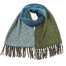 Load image into Gallery viewer, Blue &amp; Green Speckled Thick Scarf
