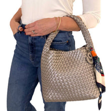 Load image into Gallery viewer, Bronze Gilded Luna Woven Slouch Handbag (model)
