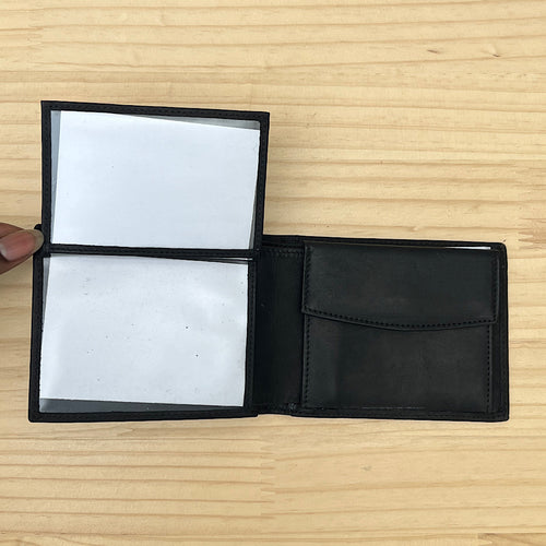 Black Italian Leather Wallet with Coin Pocket by Katana | 4 Card Slots (ID windows)