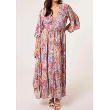 Load image into Gallery viewer, Floral Paisley Shirred V-Neck Maxi (front)
