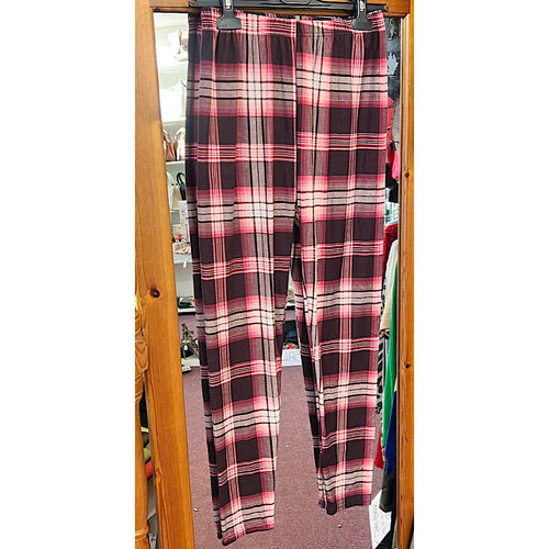 Burgundy Check Print Leggings