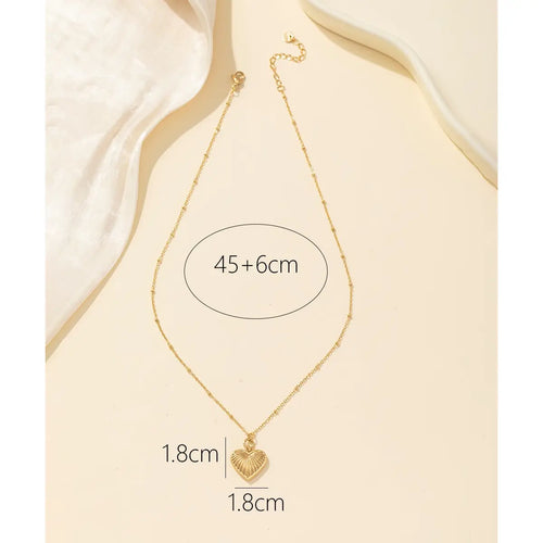 Gold Heart Shell Effect Stainless Steel Pendant