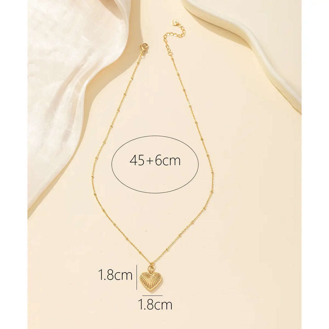 Gold Heart Shell Effect Stainless Steel Pendant