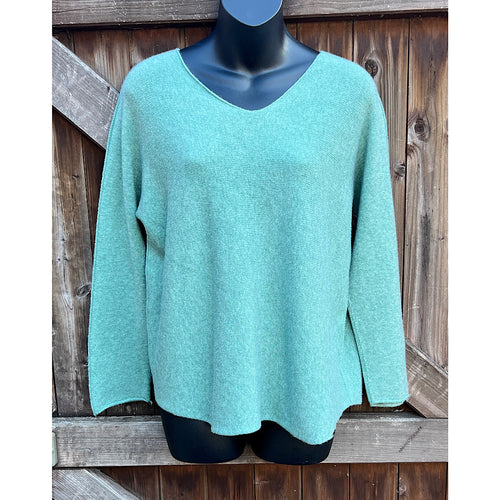 Sage Basic Soft Knit V-Neck Jumper