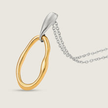 Load image into Gallery viewer, Oval Gold &amp; White Gold Plated Stainless Steel Pendant (close up)
