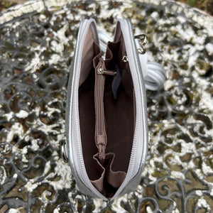 Silver 'Mia' Mini Crossbody Bag By David Jones (open)