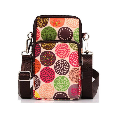 Brown Circles Small Splash Proof Essential Phone Bag