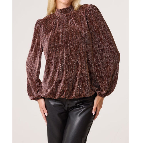 Bronze Diamanté Studded Bubble Hem Blouse