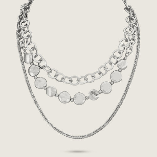 Silver Multi Chain Short Necklace (close up)