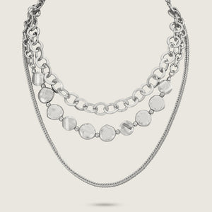 Silver Multi Chain Short Necklace (close up)