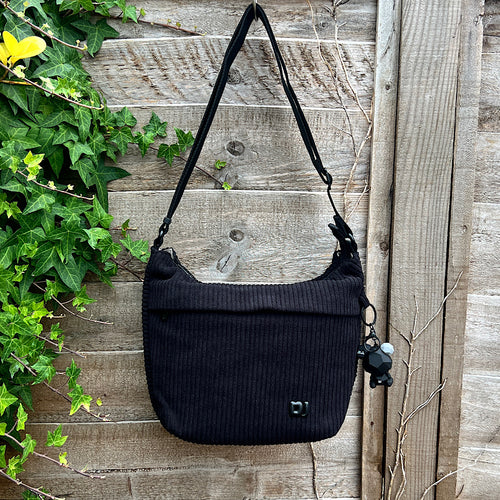 Black Corduroy Satchel Bag