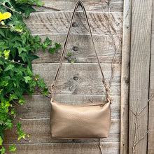 Load image into Gallery viewer, Taupe Pochette Zip Top Crossbody Bag (back)
