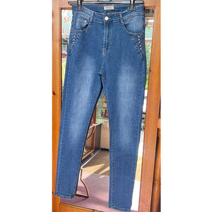Denim B.S. Jeans with Diamante Side Detail