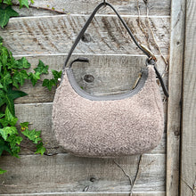 Load image into Gallery viewer, Small Taupe Faux Fur Scoop Shoulder Bag (back)
