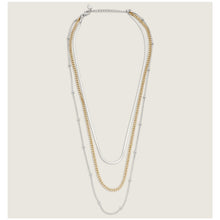 Load image into Gallery viewer, 3 Strand Gold &amp; White Gold Stainless Steel Necklace
