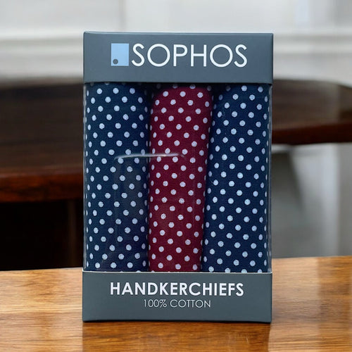 Red & Navy 100% Cotton Polka Dot Handkerchiefs