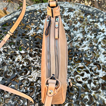 Load image into Gallery viewer, Beige Double Zip &#39;Arianna&#39; Italian Leather Crossbody Bag (zip top)
