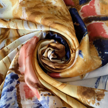 Load image into Gallery viewer, Impressionist Style Village Print Silk Scarf (swirl)
