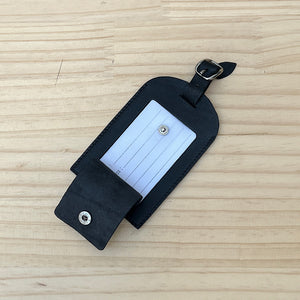 Soft Leather Luggage Label (black open)