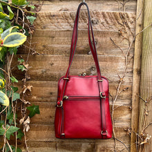Load image into Gallery viewer, Italian Leather 2 in One 'Francesca' Backpack &amp; Shoulder Bag | Blood Red (back)
