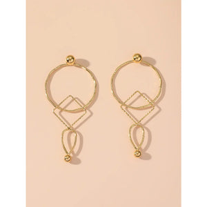 Gold Geometric Stainless Steel Stud Earrings