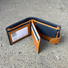 Load image into Gallery viewer, Camden RFID Leather Wallet (navy/tan)
