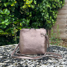 Load image into Gallery viewer, Capri Metallic Leather Crossbody Bag – Made in Italy (bronze)
