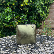 Load image into Gallery viewer, Capri Metallic Leather Crossbody Bag – Made in Italy (olive)
