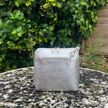 Load image into Gallery viewer, Capri Metallic Leather Crossbody Bag – Made in Italy (silver)
