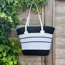 Load image into Gallery viewer, Capri Stripe Beach Tote Bag (black)
