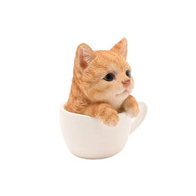 Load image into Gallery viewer, Cat in a Teacup Mini Ornament – Ginger (side)
